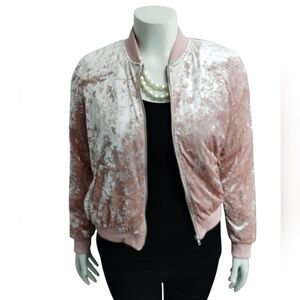 Madeline & Monroe Women's Crushed Velvet Bomber Jacket size M‎ Coquette Feminine